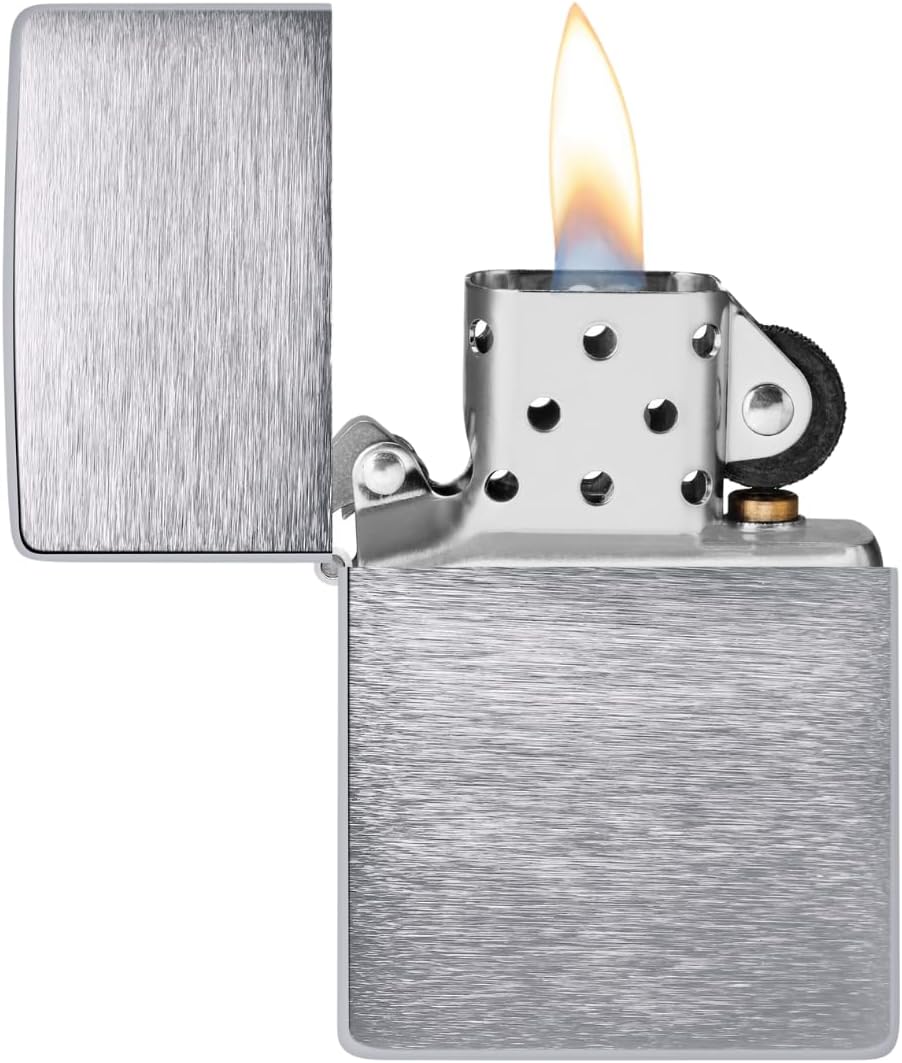 Zippo Vintage gebürstetes Chrom ohne Schlitze – 230.25, Gebürstetes Chrom