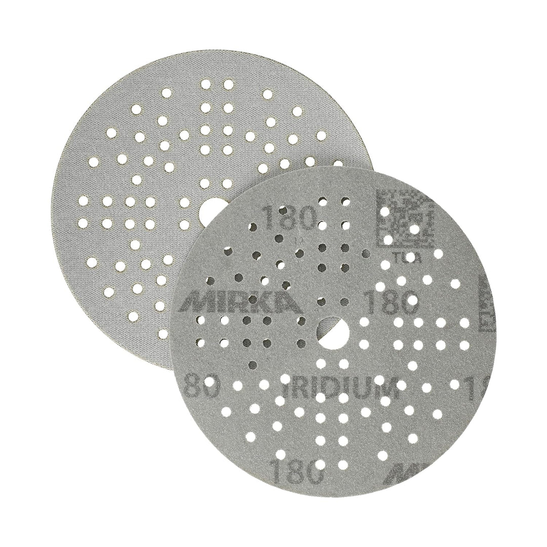 Mirka Iridium Premium-Schleifpapier Ø 125mm Klett 89-Loch, Korn 180, 100 Stk / Zum Schleifen von Lac