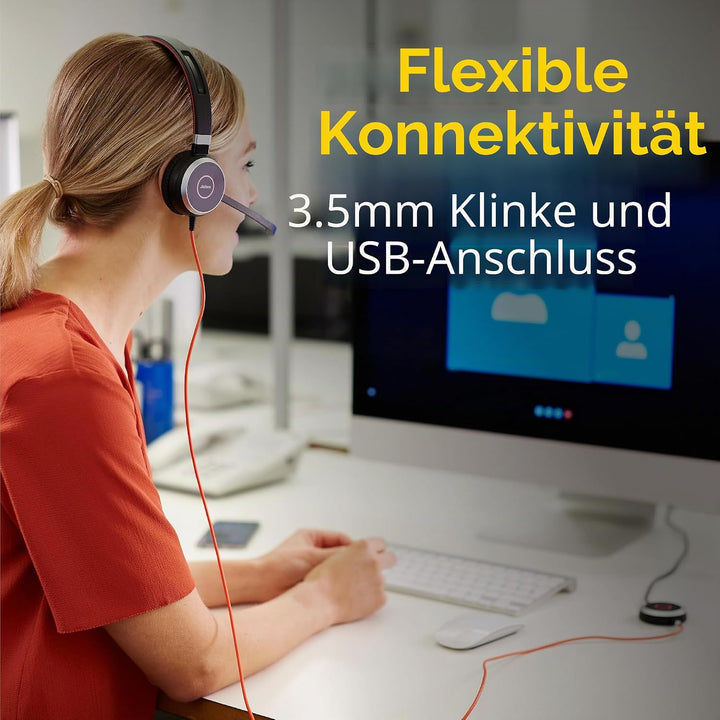 Jabra Evolve 40 MS Mono Headset - Microsoft zertifizierte Kopfhörer für VoIP Softphone mit passivem