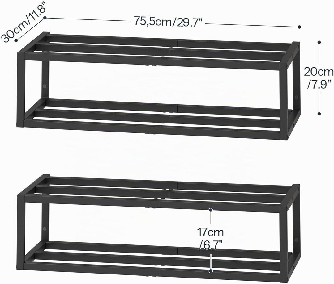 HOOBRO Schuhregal Wand, Schuh Wandregal, Hängende Schuhablage, Wandmontage, 2er Set, Metall, platzsp