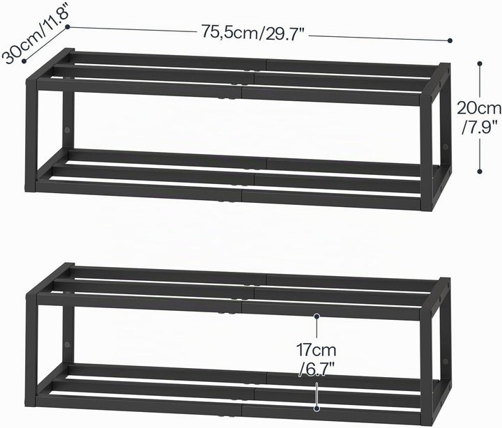 HOOBRO Schuhregal Wand, Schuh Wandregal, Hängende Schuhablage, Wandmontage, 2er Set, Metall, platzsp