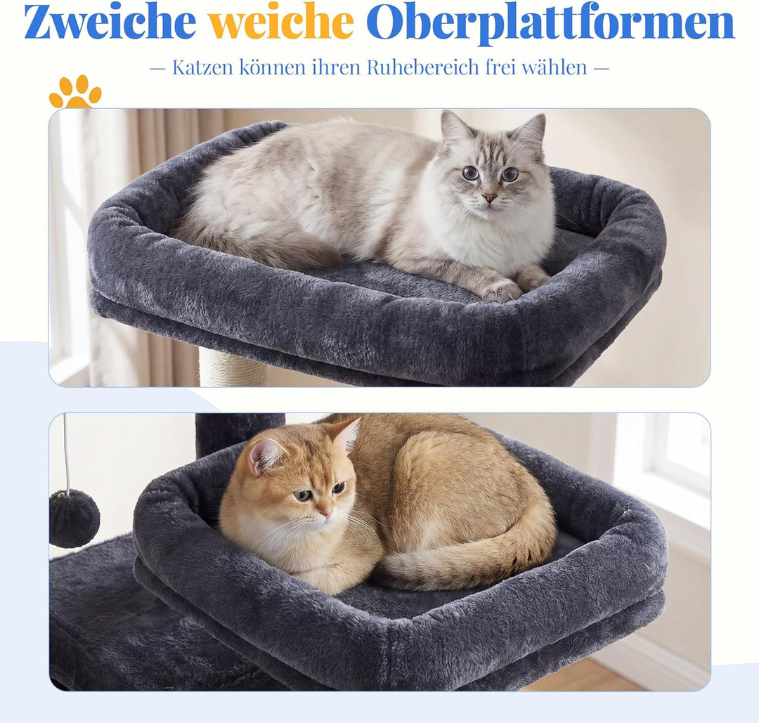 Hey-brother Kratzbaum, 188 cm Katzenbaum, XXL Kletterbaum mit 2 gross Plattform, 3 Höhlen, 2 Korb, P