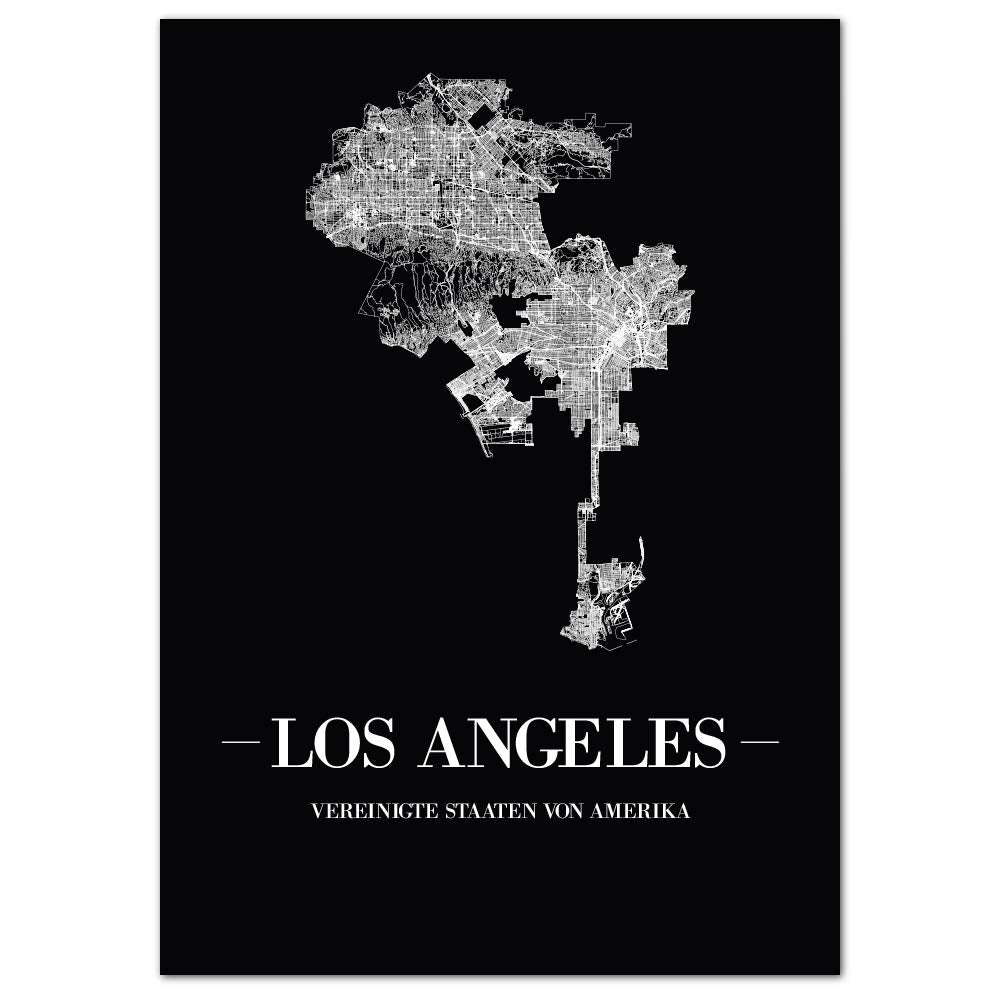 JUNIWORDS Stadtposter, Los Angeles, Wähle eine Grösse, 60 x 90 cm, Poster, Schrift A, Schwarz 60 x 9