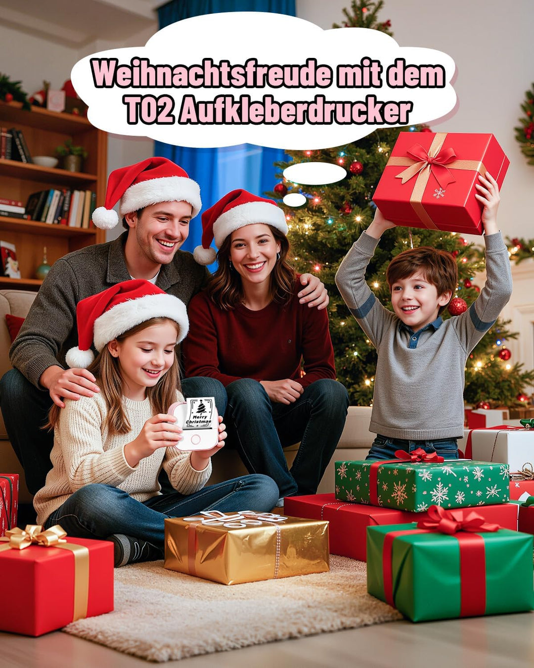 Phomemo Mini Etikettendrucker,T02 Sticker Fotodrucker für Smartphone,Handy Thermodrucker klein mit 3