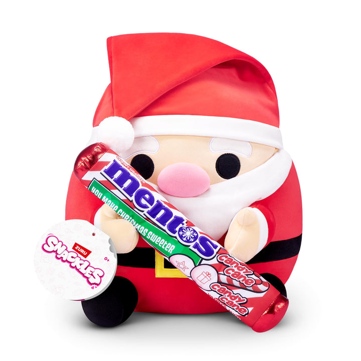 Snackles Christmas 35 cm, Santa Claus and Candy Cane Mentos by ZURU Cuddly Squishy Comfort Plush wit