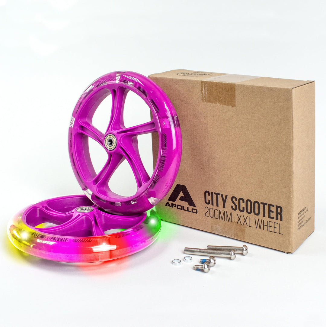 Apollo City Scooter 200mm Ersatzräderset - Pro Wheels mit ABEC 7 Kugellager, Roller Rad Ersatz-Räder