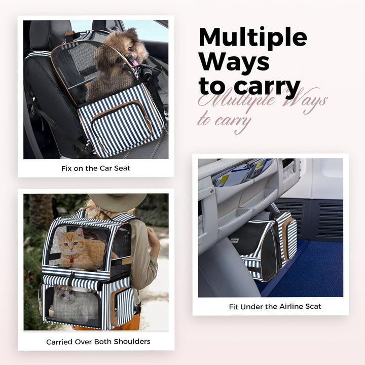 Doppellagige Katzen Rucksack für 2 Katzen Grosse Katzen Transport Rucksack Faltbare Haustier Rucksac