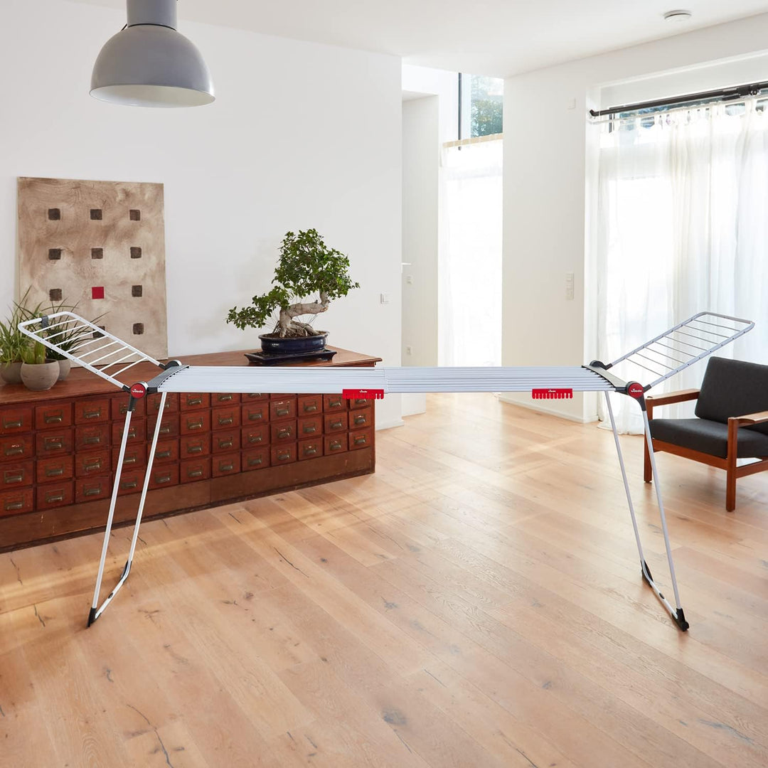 Vileda Infinity Flex Plus Wäscheständer, bis zu 2m ausziehbares Mittelteil, 30m Trockenleine, hohe F