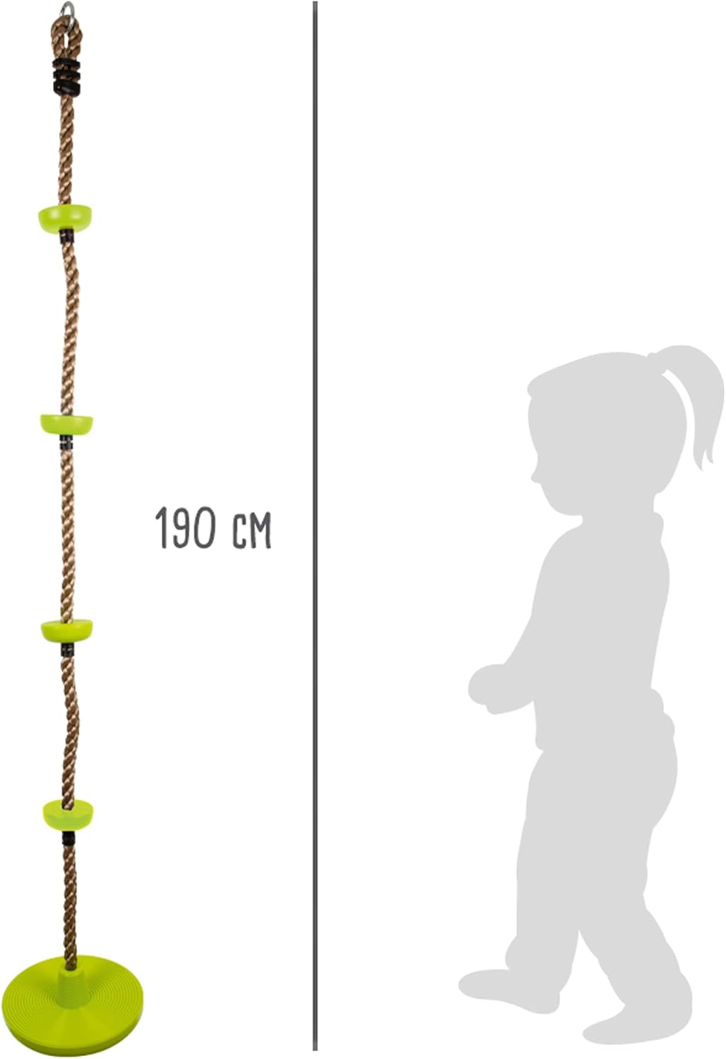 small foot Tellerschaukel mit Kletterseil, Outdoor-Schaukel für Kinder ab 3 Jahren, Länge: ca. 190 c