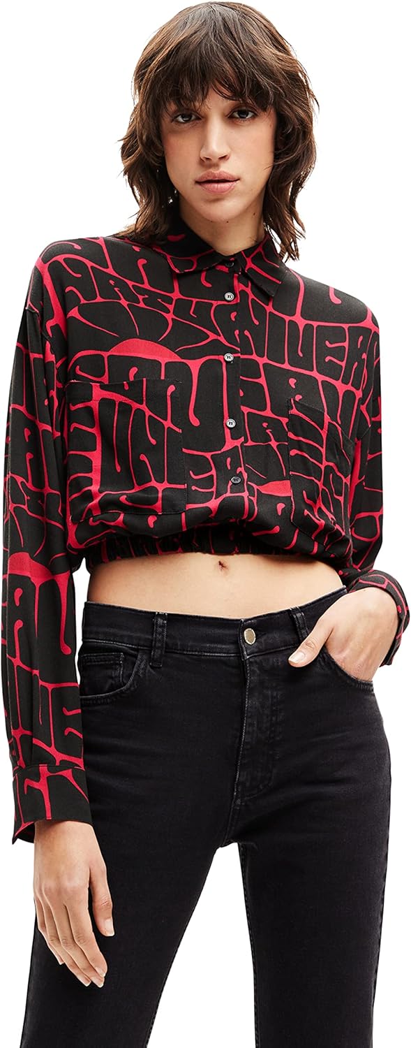 Desigual Damen Long Sleeve T-Shirt L Rot, L Rot