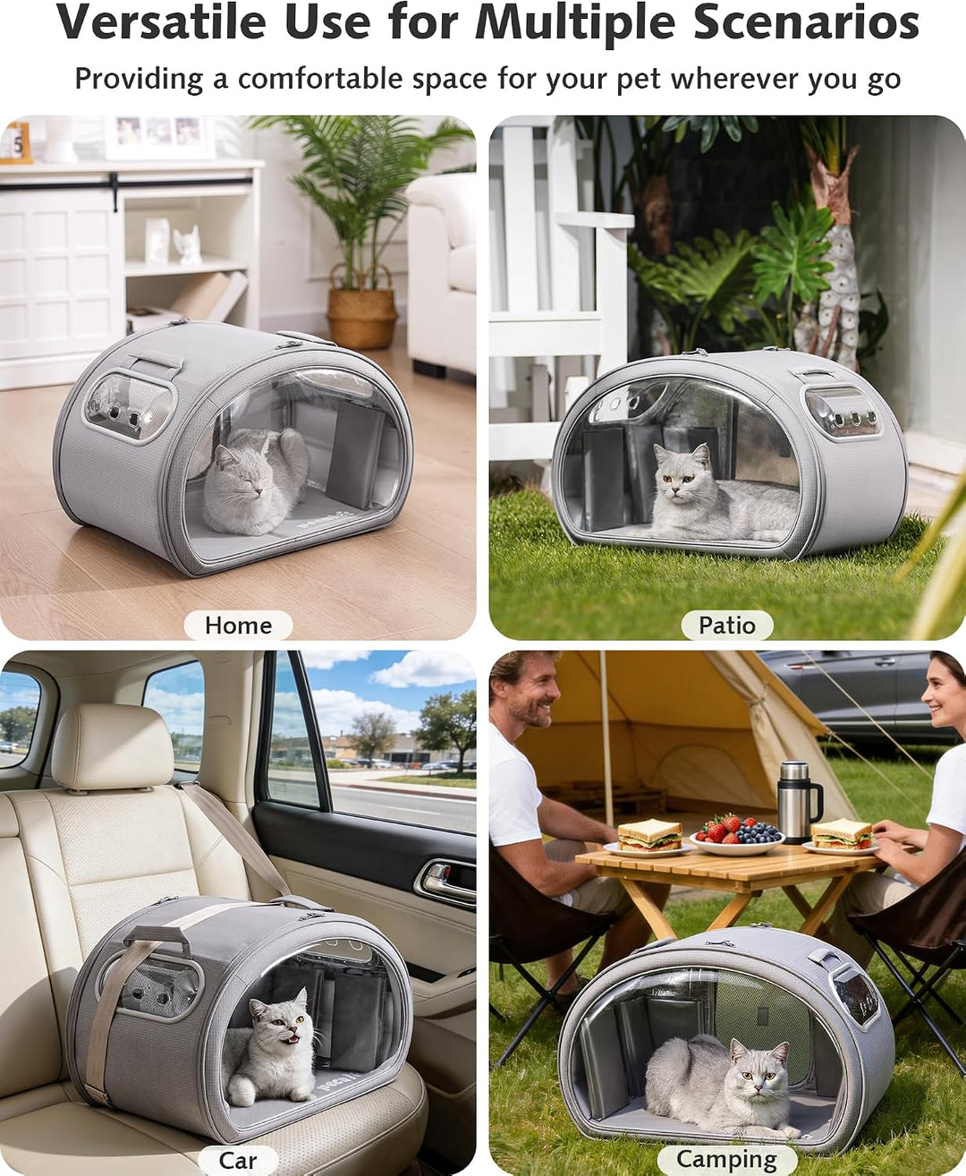 Pecute Katzenkühlhaus mit Dual-Kühl-System (6 Kühlakkus &amp; Gel-Matte) – Faltbares Katzenzelt Sommer,