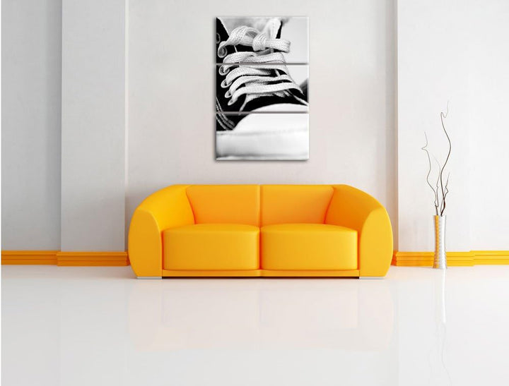 Pixxprint Trendige Schuhe als Leinwandbild/Grösse: 3 Teilig (120x80 cm) cm/Wandbild/Kunstdruck/ferti