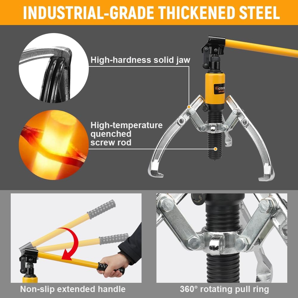 Hoteche 5TON hydraulischer Abzieher - Abzieher Set für professionelle Anwendungen in Schwarz (50-200