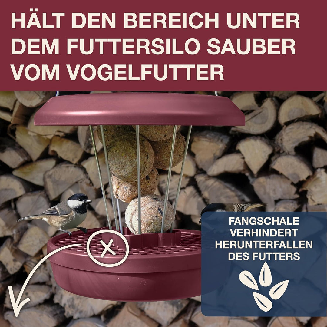 SWISSINNO Vogelfutterhaus zum Aufhängen – Lucerne SMART Birds - Meisenknödelhalter mit Auffangschale