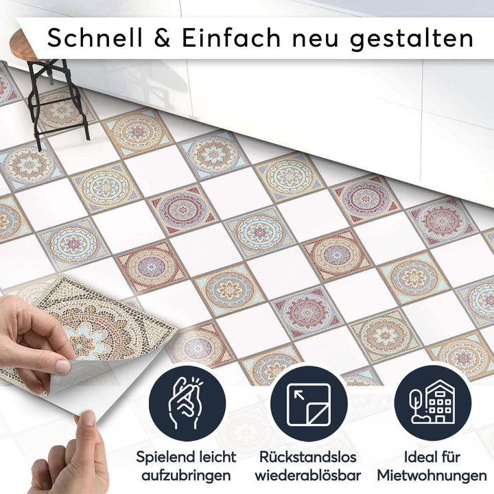Selbstklebende - [ Bodenfliese - Fliesen für Boden ] - Aufkleber Folie Sticker für Boden-Fliesen - K