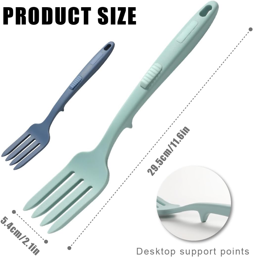 FKWKUW 2 Stück Flexible Kochgabel Silikon, Cooking Fork Hitzebeständig Multifunktional Gabel Antihaf