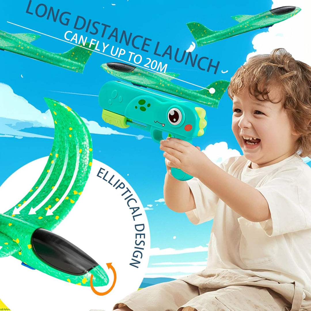 LUKIUP Flugzeug Spielzeug mit 2 Stück Katapult 4 Styroporflieger 20 Darts, Kann Flugzeug oder Pfeile
