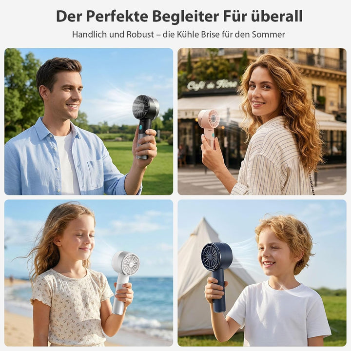 Handventilator Akku Aufladbar, Mini Stark Ventilator mit 7000 rpm Hohe Geschwindigkeit, Kleiner Meta