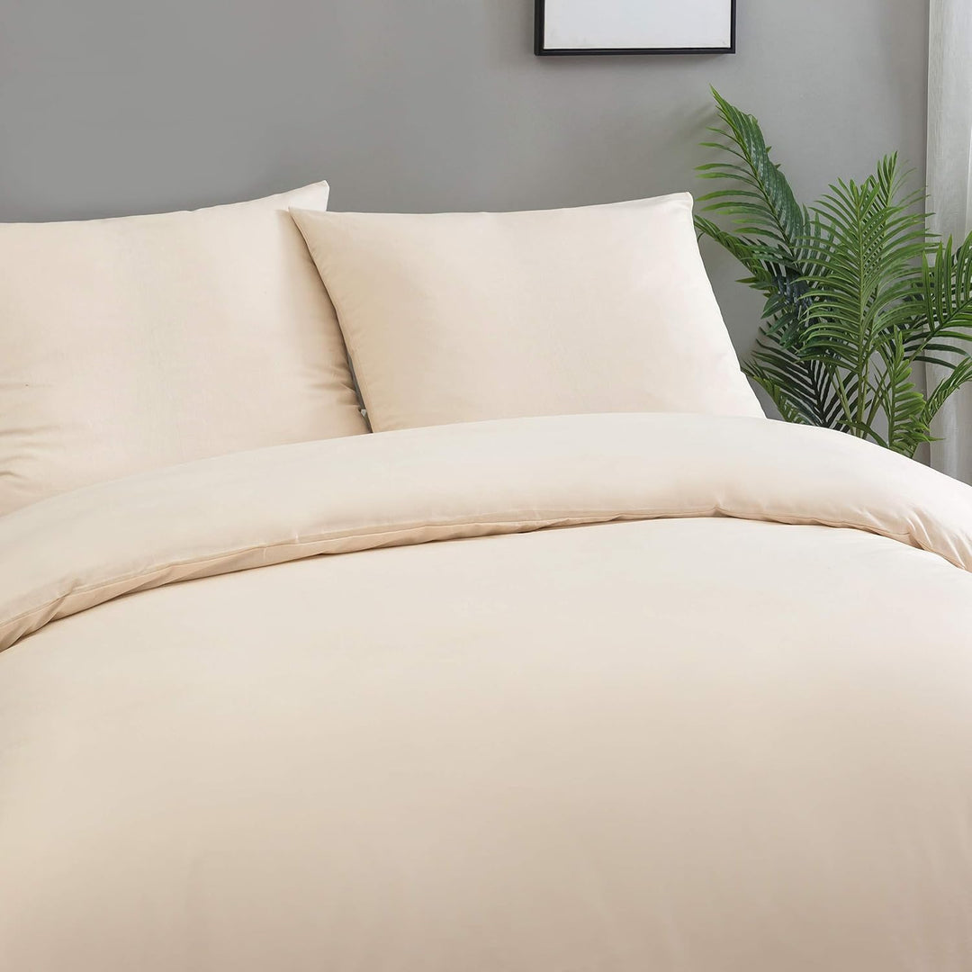 AYSW Baumwolle Bettwäsche 155x220 cm Beige 1 Bettbezug mit 1 Kopfkissenbezug 80x80 cm 155 x 220 cm B