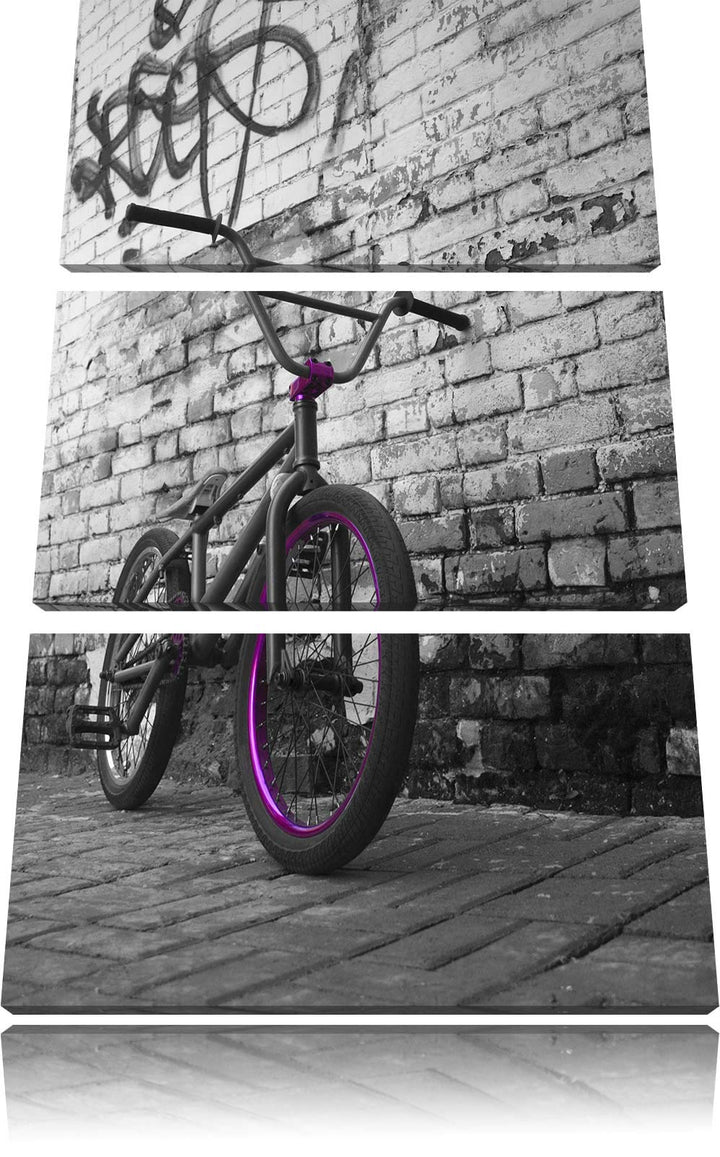 Pixxprint BMX Fahrrad Graffiti als Leinwandbild | Grösse: 3 Teilig (120x80) | Wandbild| Kunstdruck |
