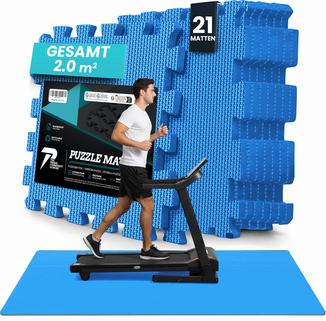 Bodenschutzmatte Fitness【Set mit 21 Matten】EVA Fitnessmatte rutschfest - Sportmatte Gymnastikmatte P