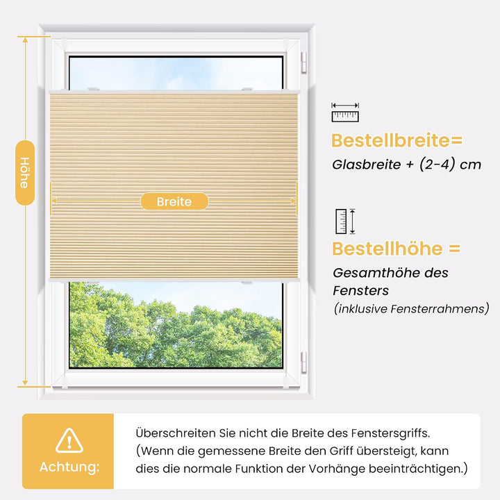 BelleMax Plissee Verdunklung Klemmfix Wabenplissee ohne Bohren Beige-Weiss 70x120cm(BxH), Thermo Ver