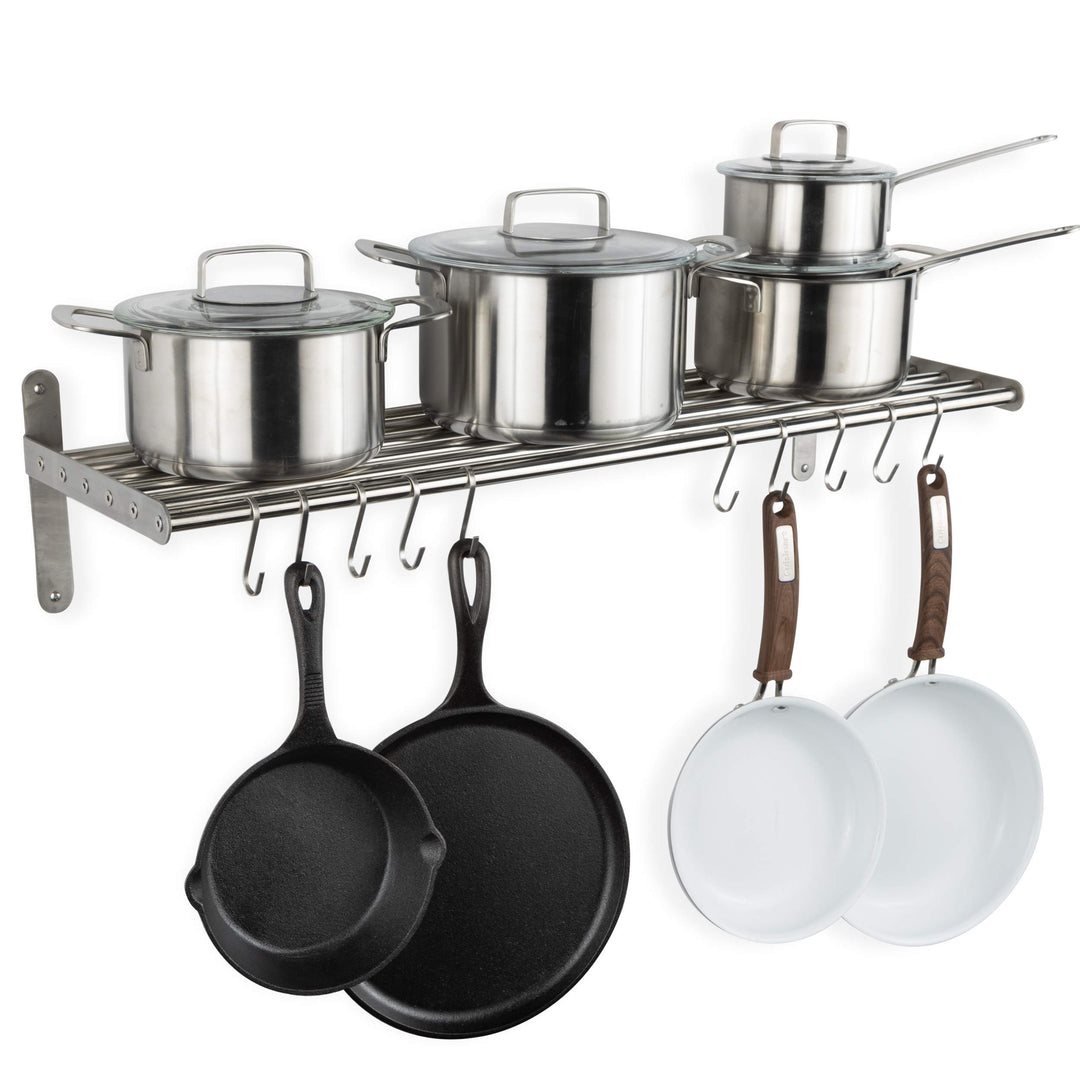 Wallniture Lyon Küchenregal Organizer und Aufbewahrungsregal, Metall Wandregal mit 10 S-Haken zum Au