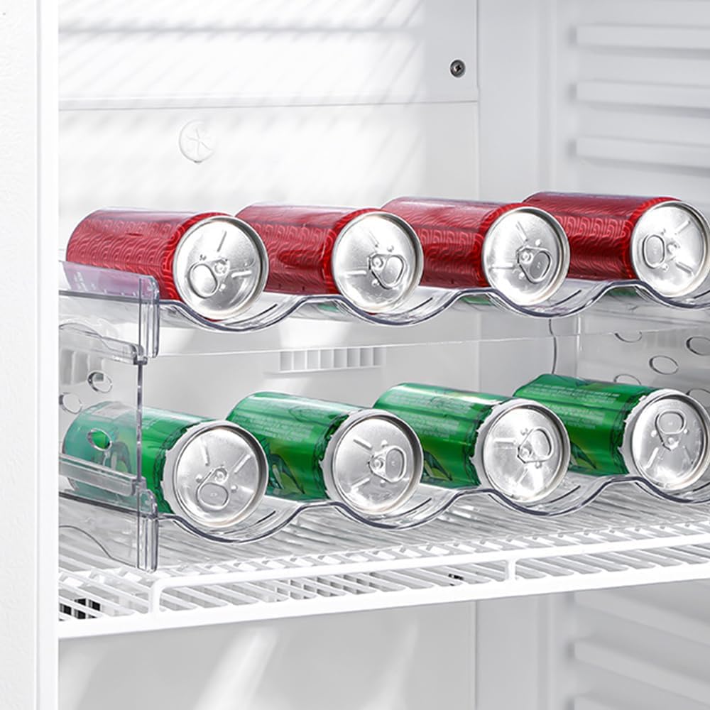 Flaschenregal Kühlschrank Flaschen Organizer,Weinregal Stapelbar,Dosenregal,Transparenter Flaschenha