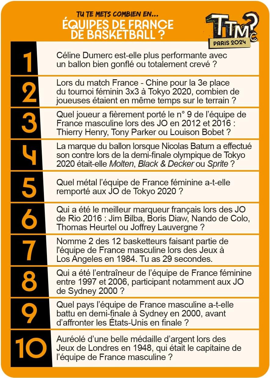 TTMC (Tu Te Mets Combien) ? Edition JO Paris 2024 - Gesellschaftsspiel - Atmosphäre - Quiz Allgemein