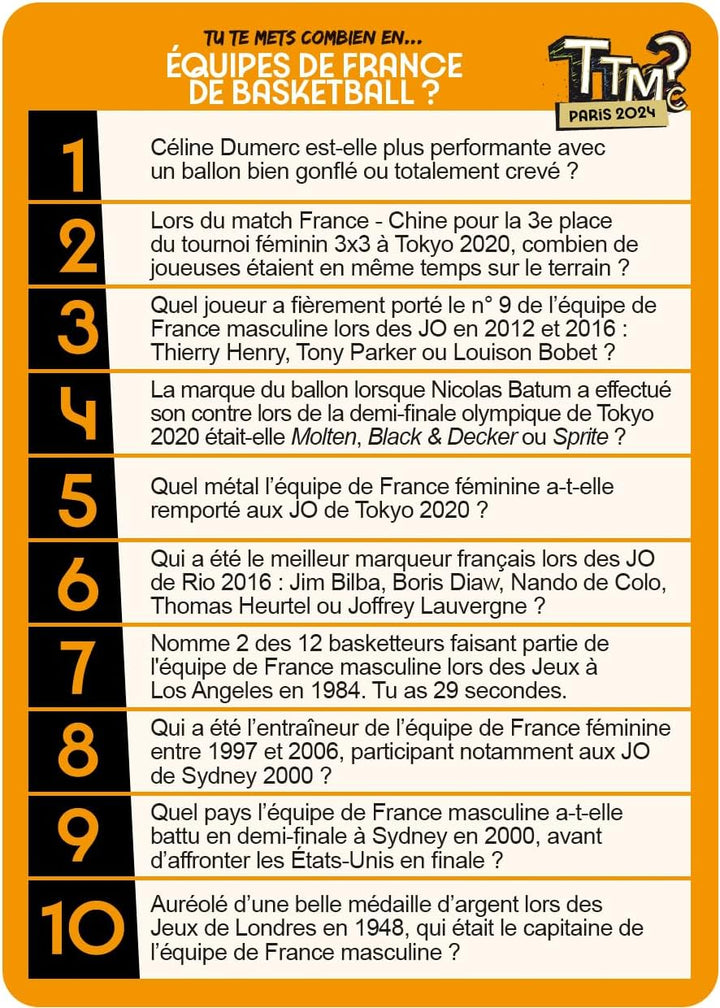 TTMC (Tu Te Mets Combien) ? Edition JO Paris 2024 - Gesellschaftsspiel - Atmosphäre - Quiz Allgemein