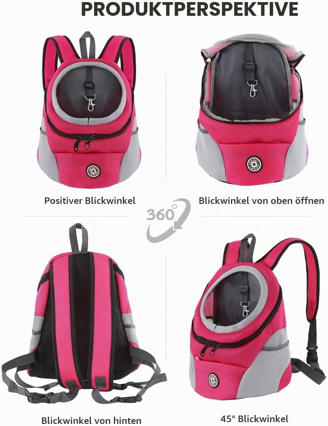 PETCUTE Hundetragerucksack,Verstellbarer Haustier Rucksack für Kleine Hunde und Katzen,Gepolsterter