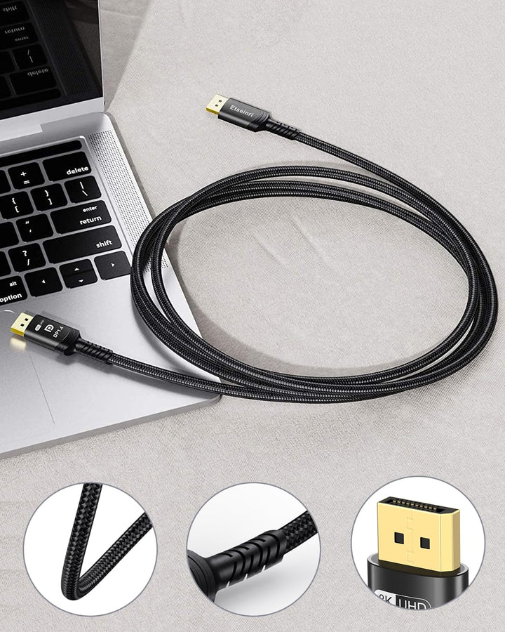 Etseinri DisplayPort Kabel 4.5M, Zertifiziertes Display Port Kabel 8K 60Hz 4K 165Hz 144Hz 2K 240Hz,