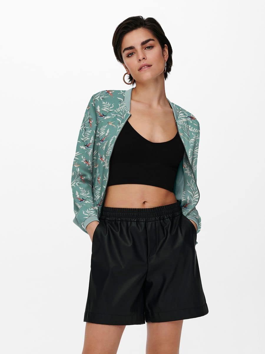 ONLY Damen Onlvic Bomber Jacket AOP Ptm Bomberjacke 34 Chinois Green, 34 Chinois Green