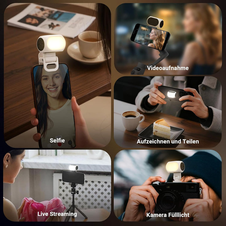 NEEWER BASICS Selfie Licht, magnetisches Handy Light mit Handyhalterung/Cold Shoe kompatibel mit DJI