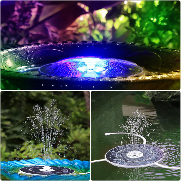 AISITIN 6,5W LED Solar Springbrunnen mit Verstellbare Stützstange Buntes Teichpumpe Solarbrunnen mit