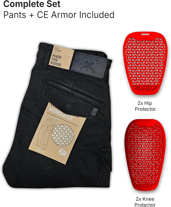 John Doe Herren Defender Motorradhose (1er Pack) 28W / 32L Schwarz, 28W / 32L Schwarz
