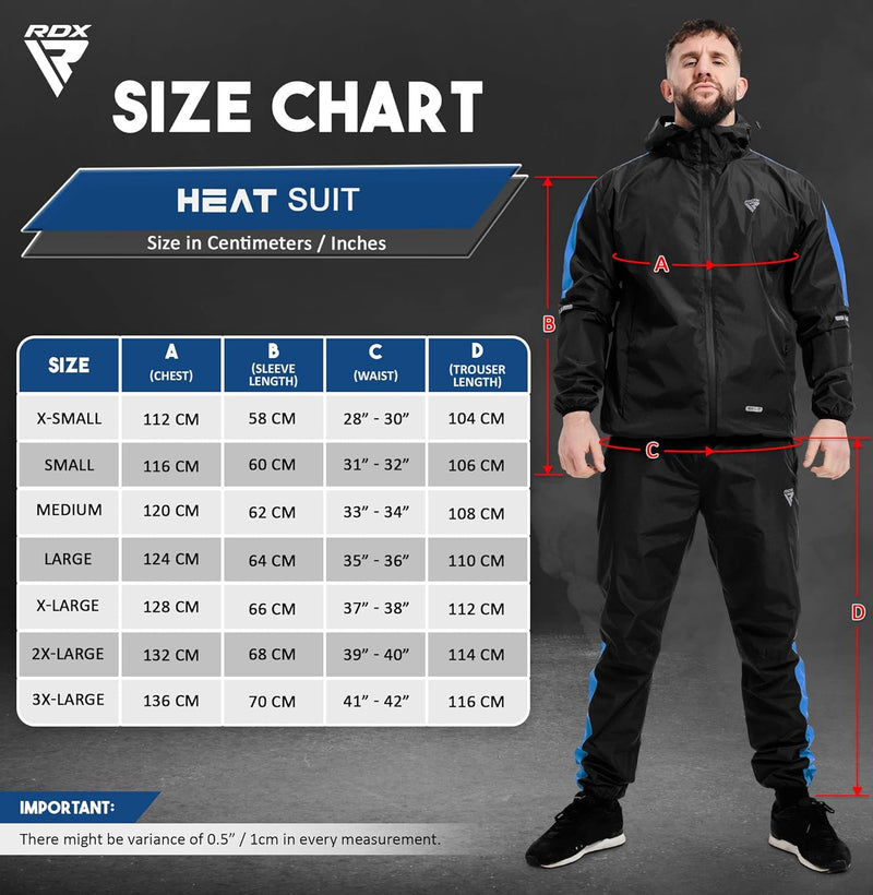 RDX Schwitzanzug Zum Abnehmen, Saunaanzug REACH OEKO TEX 100 ZERTIFIZIERT, Kapuzen Anzug Sauna Suit