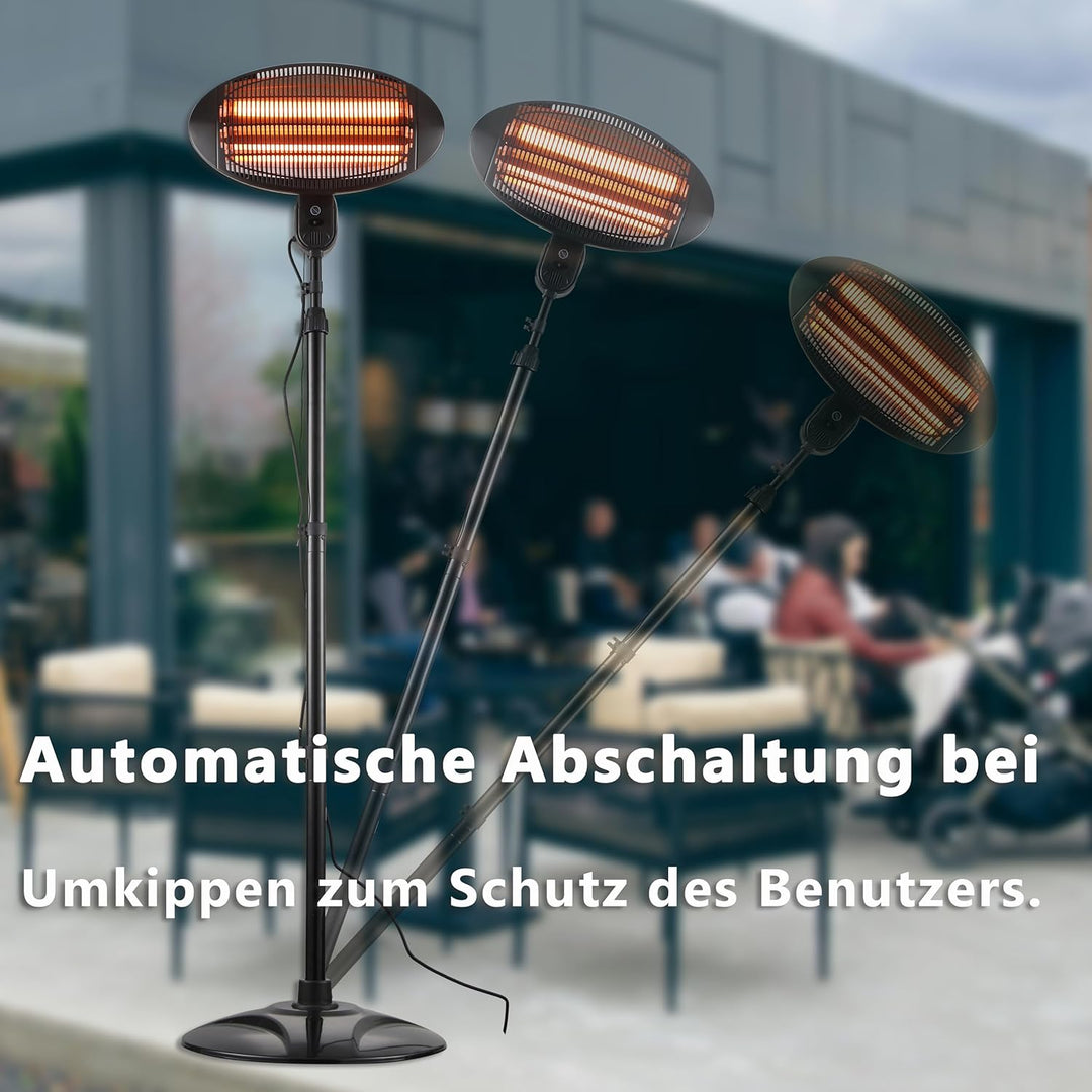 DONYER POWER 2KW Elektrischer Quarz-Garten-Terrassenheizer Wasserdicht Freistehend im Freien