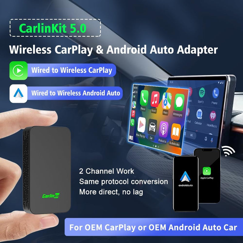 Carlinkit 5.0 2air CarPlay Wireless und Android Auto Wireless 2 in 1 Adapter,Automatische Verbindung