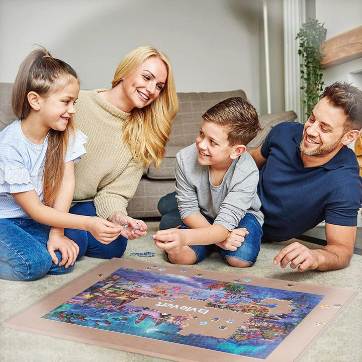 Lavievert tragbares Puzzle Brett aus Holz mit staubdichter Abdeckung, Puzzlematte, Puzzle Aufbewahru