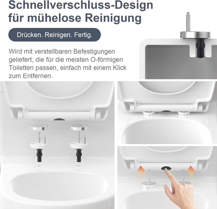 Surfou WC Sitz Mit Absenkautomatik, Toilettendeckel Weiss Oval Toilettenbrille Klodeckel Klo Deckel,