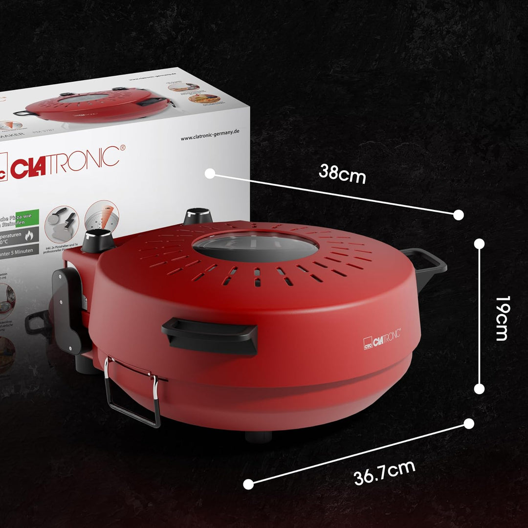 Clatronic® Pizzaofen | Pizzarette 350°C f. italienische Steinofen Pizza zu Hause | Pizzaofen elektri