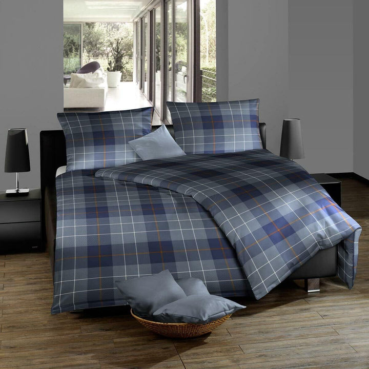 fleuresse Edelflanell Bettwäsche Lech Anderson blau 1 Bettbezug 200 x 220 cm + 2 Kissenbezüge 80 x 8