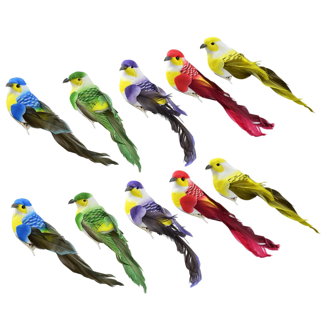 Yunyige Deko Vögel,Deko Vögel mit Clip,Dekos Vögels mit Federn,10 Stück Dekovögel zum Aufhängen,Mini