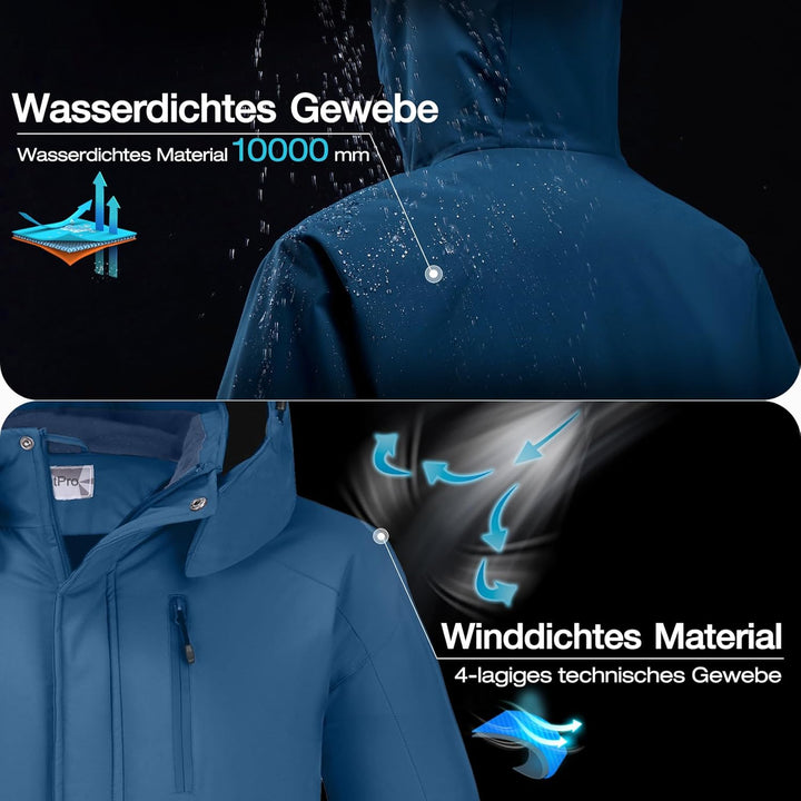 OutPro Herren Skijacke Vielseitige Winterjacke - Wasserdicht, winddicht,Perfekt für Outdoor-Aktivitä