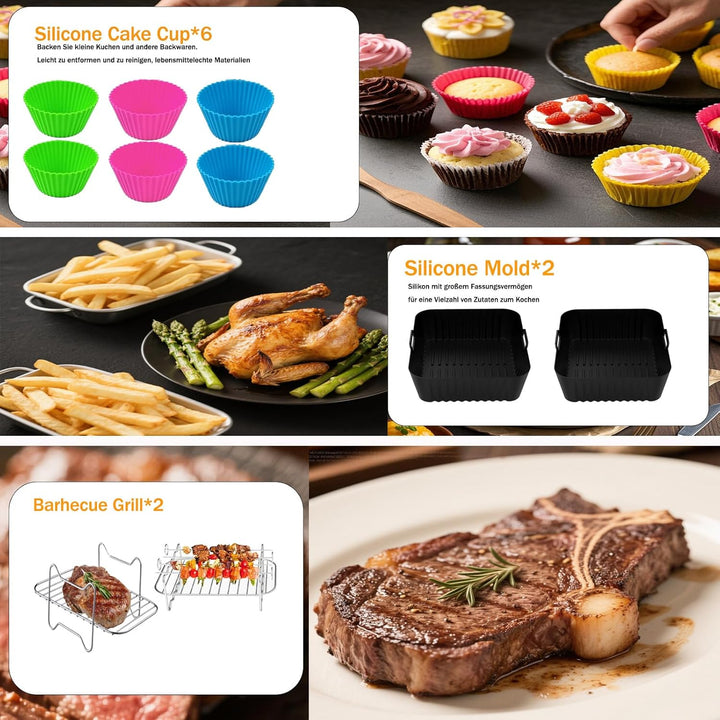 Heissluftfritteuse Zubehör für COSORI Heissluftfritteuse 8,5L, Airfryer Zubehör Accessories für coso