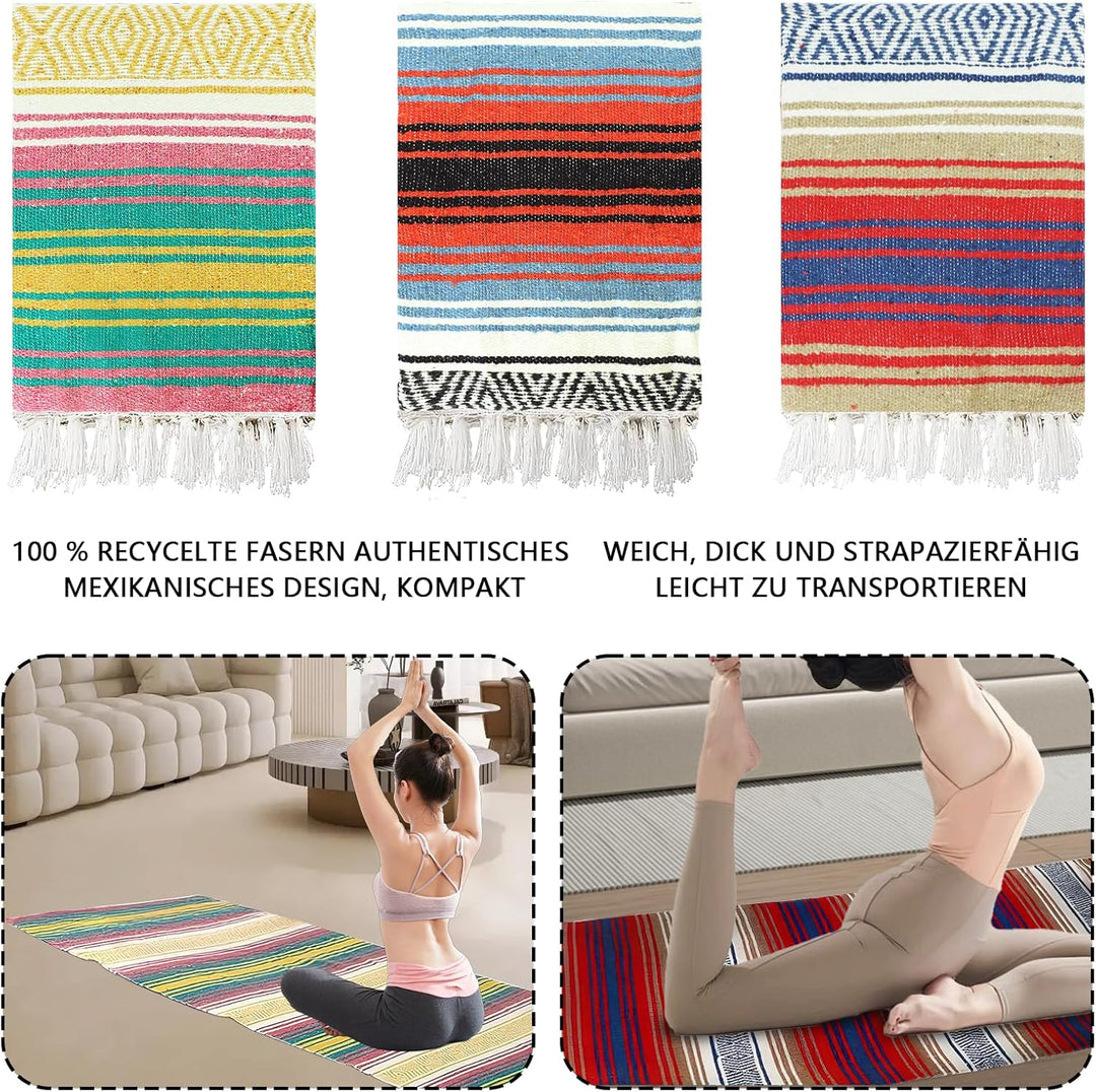 3 Stück Mexikanische Deckel, 115 x 180 cm Boho-Überwurf Tischdecke Mexican | Grosser Baumwoll-Überwu