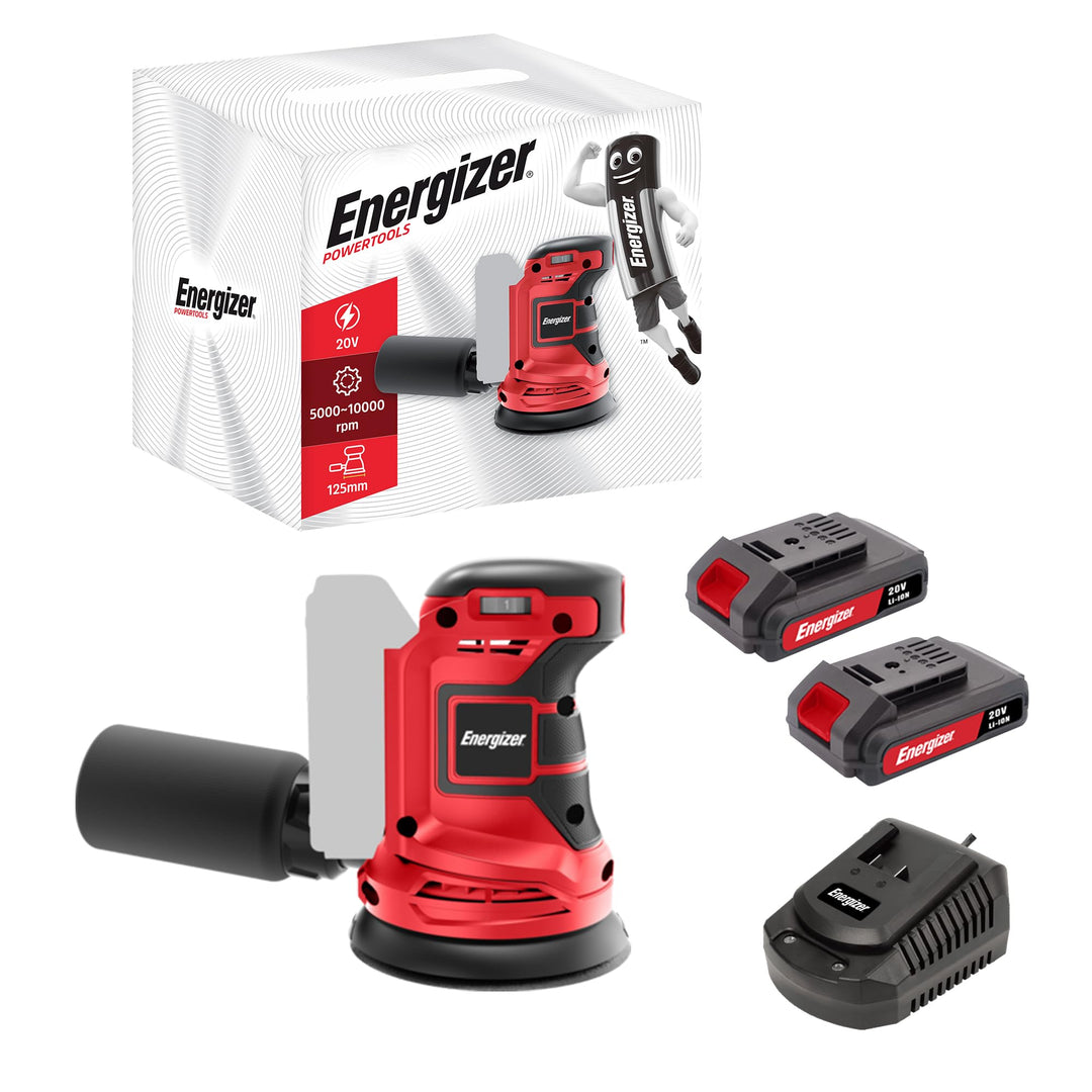 Energizer – Akku-Rundschleifer 20V, 10.000 U/min, 6-stufige Drehzahlregelung – 125 mm Klettteller, S