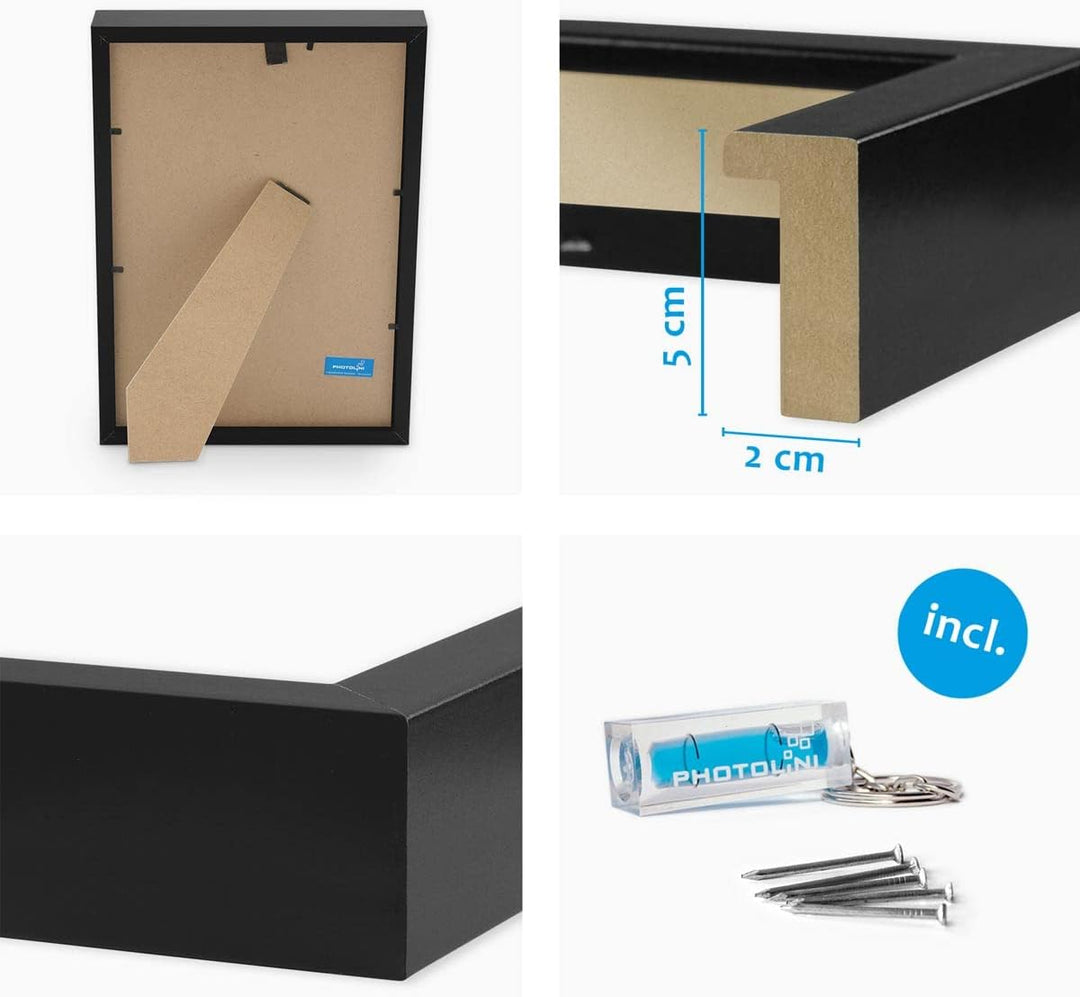 3D-Bilderrahmen zum Befüllen A4 21x30 cm, Schwarz, Bilderrahmen extra tief mit Passepartout, 2er Set