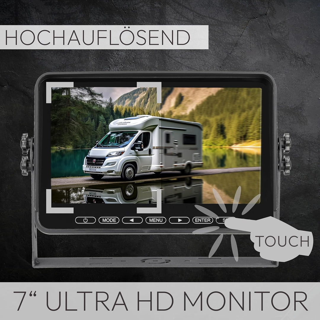 VSG24 Element Wired PRO HD Rückfahrkamera Set kabellos – 10" Vollglas Monitor, IP68 Funkkamera, 25 m